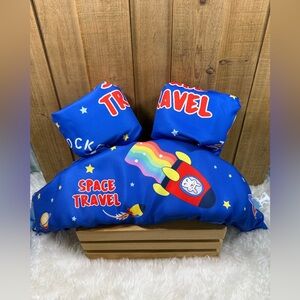 Ponch Kids Child’s Space Travel Rockets Swim Arm Floaties Ring Vest Adj Blue EUC